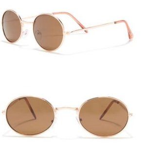 Joe's Jeans Round Gold Frame Sunglasses 48mm 100% UV Protection Brown Lenses